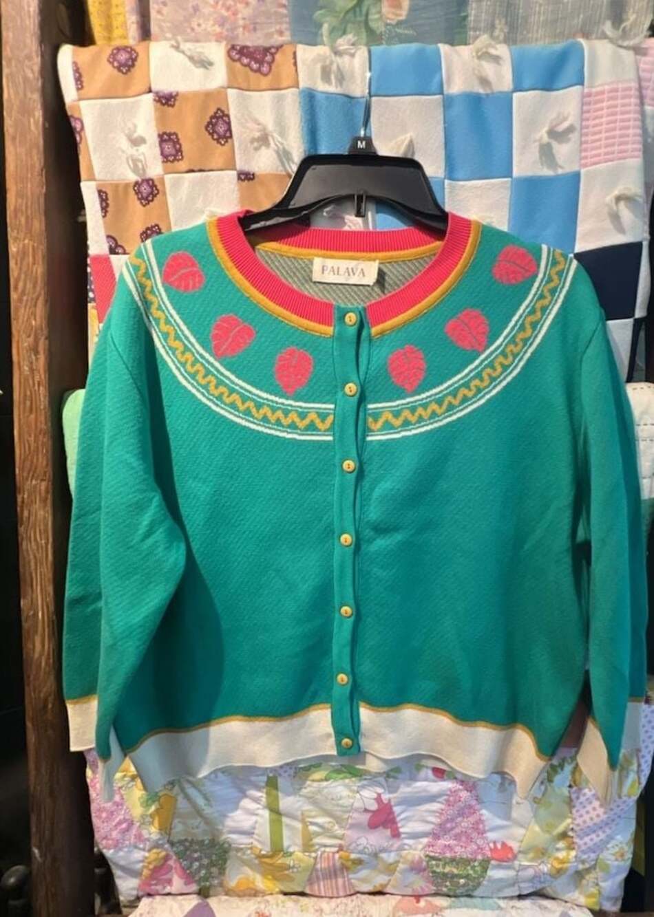 Palava Green Vintage-Style Knit Cardigan Sweater Size XL